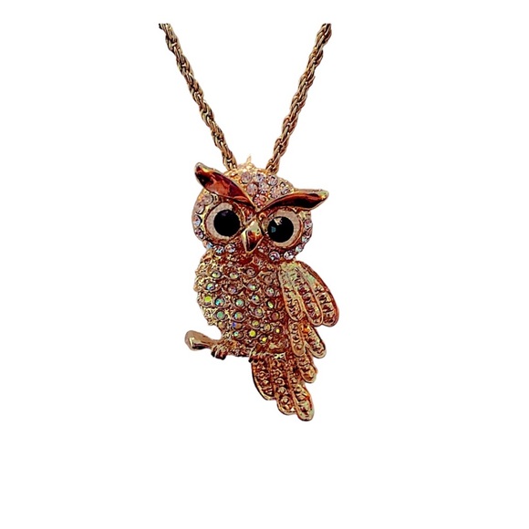no brand Jewelry - Gold plated long owl pendant chain necklace adjustable